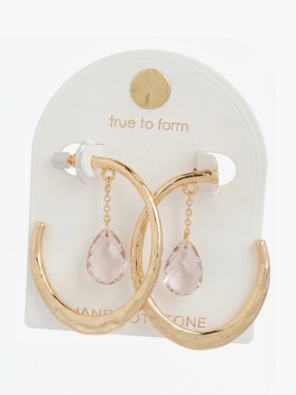 NWT ⚜️💖⚜️ True to Form Hand Cut Stone Hoop Dangle Earrings